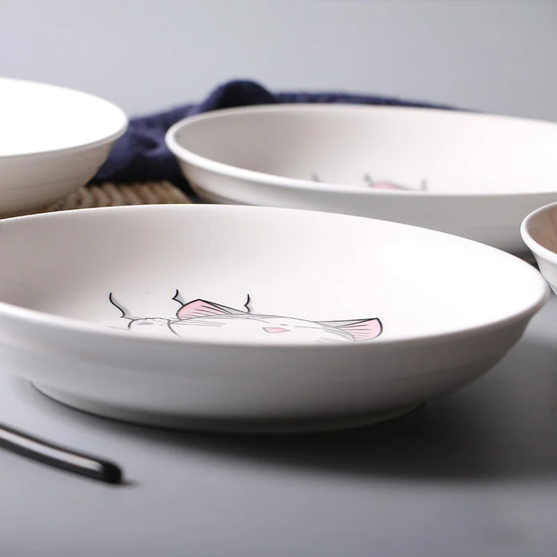 WhiskerWonder Cartoon Cat Dishware