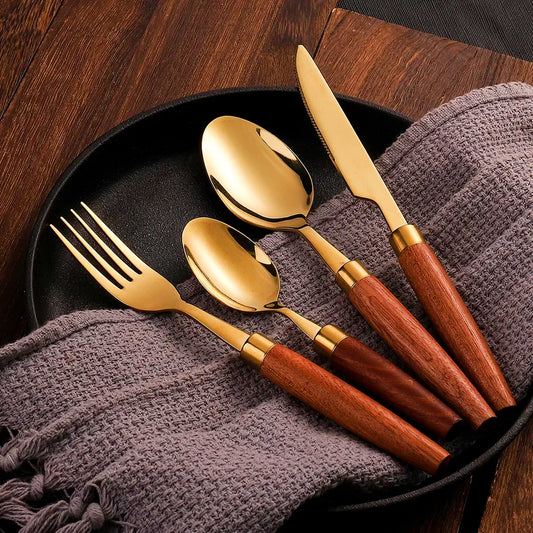 4pcs Handcrafted Wooden Cutlery Set