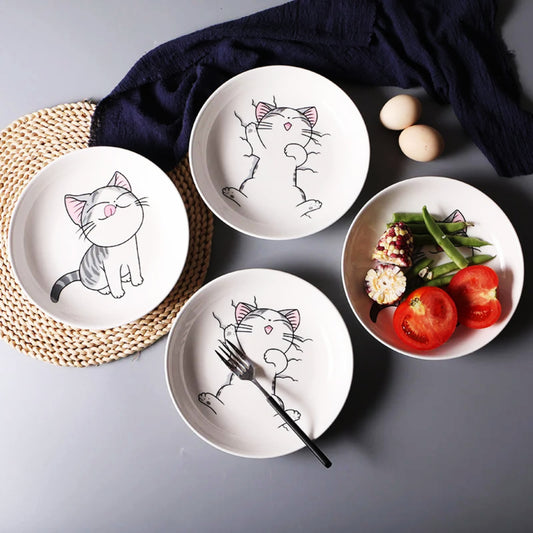 WhiskerWonder Cartoon Cat Dishware