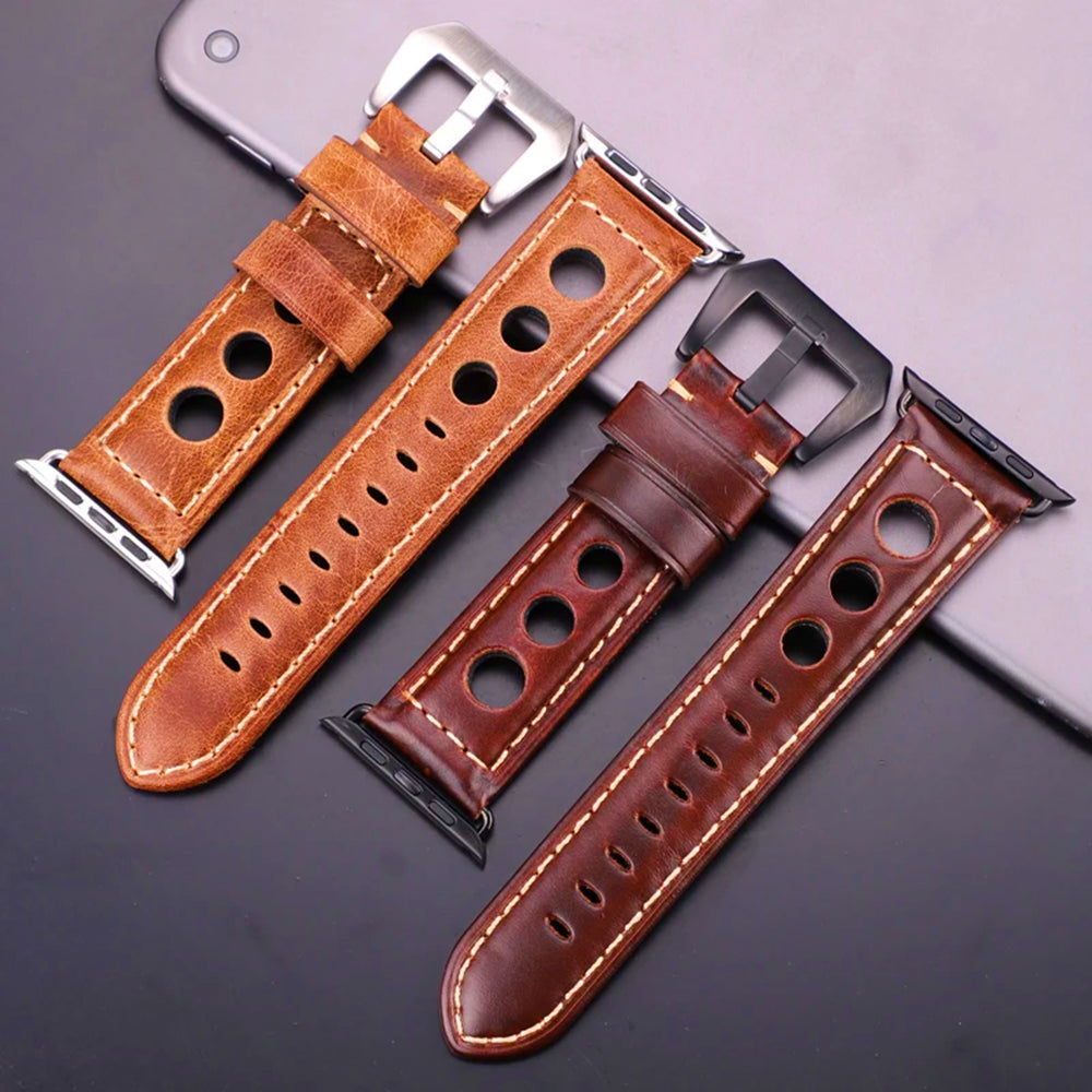 Breathable Genuine Leather Apple Watch Band