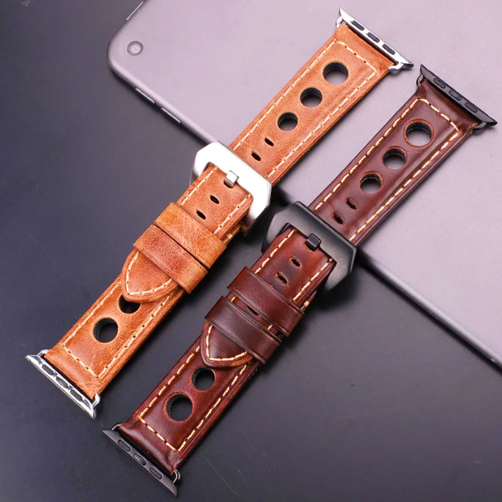 Breathable Genuine Leather Apple Watch Band