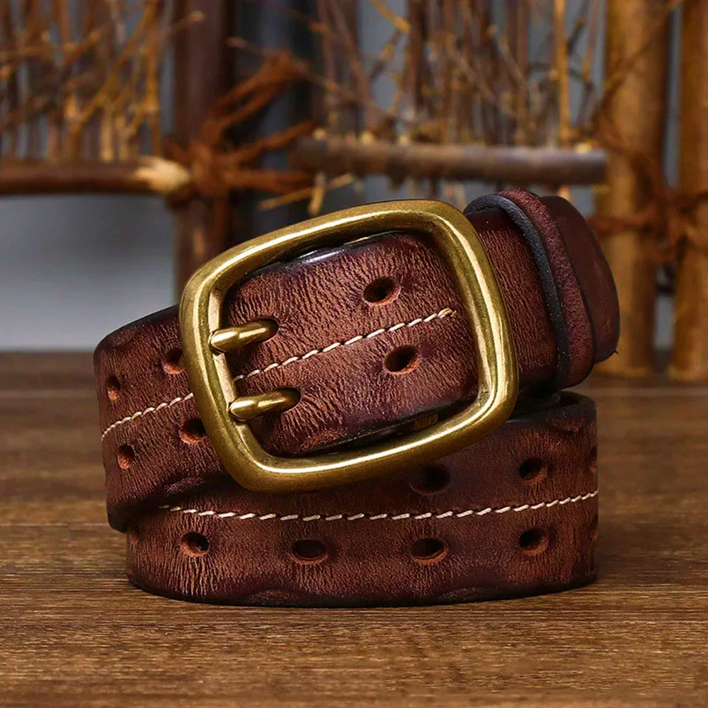 Men's Copper Buckle Tailored Leather Belt