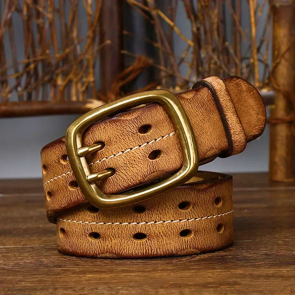 Men's Copper Buckle Tailored Leather Belt