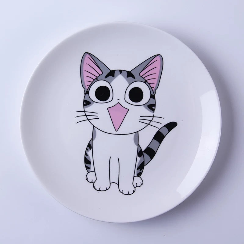 WhiskerWonder Cartoon Cat Dishware