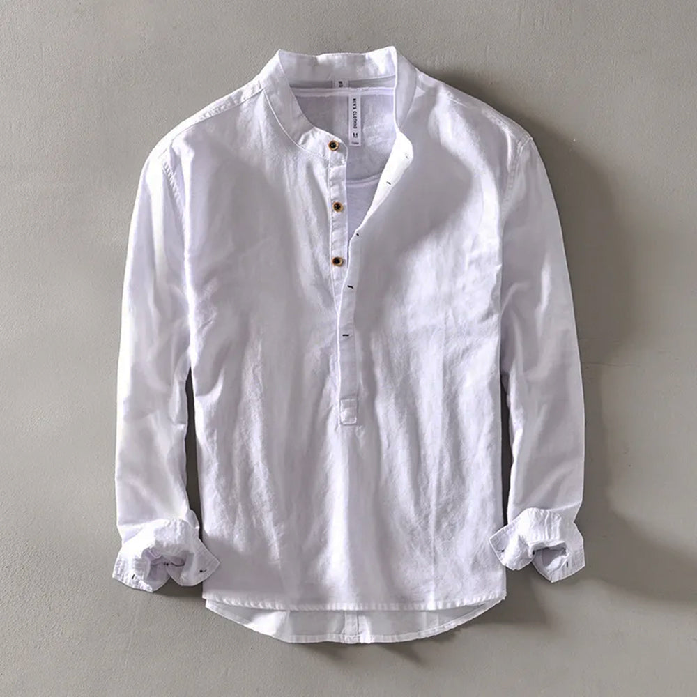 Mandarin Collar Soft Cotton Shirt