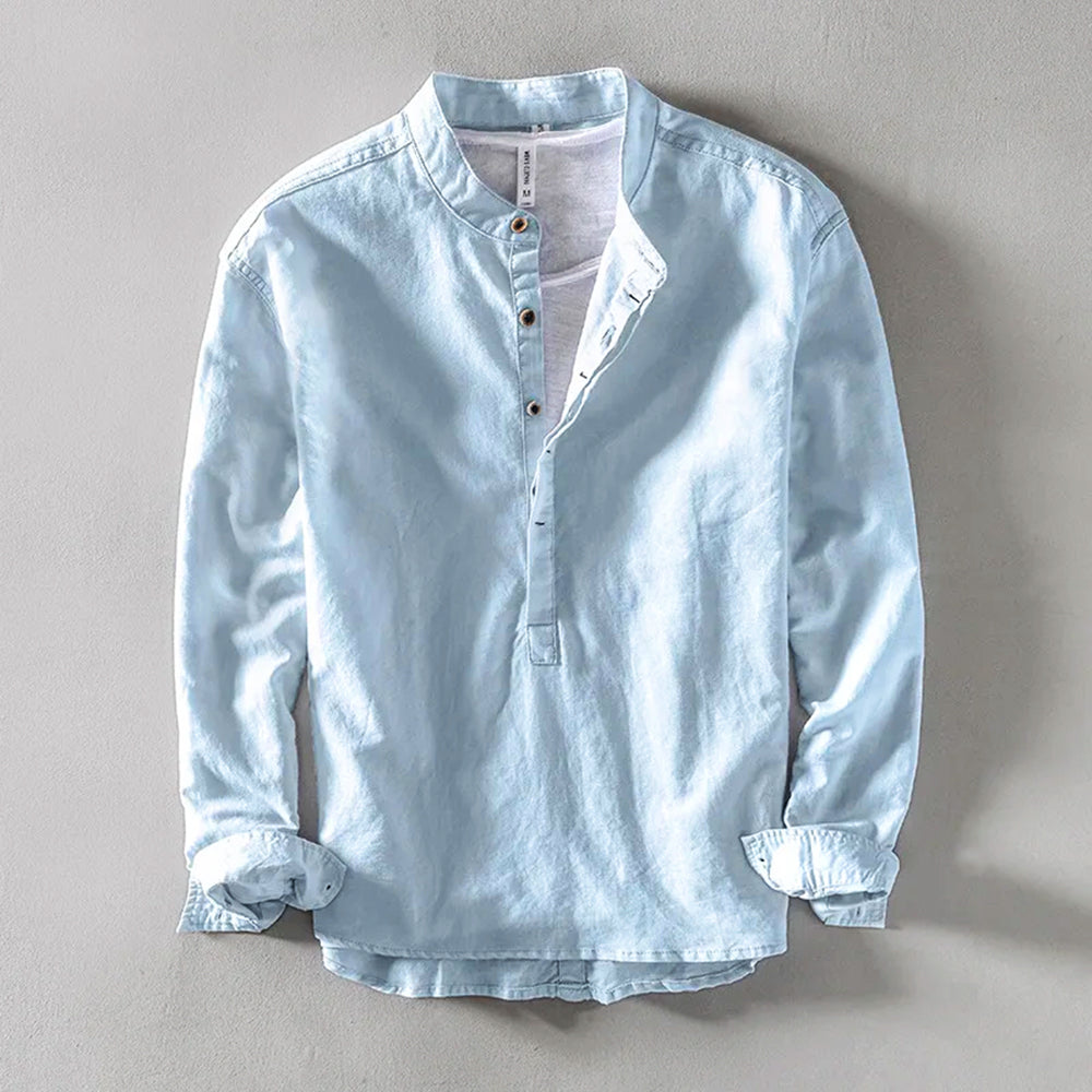 Mandarin Collar Soft Cotton Shirt