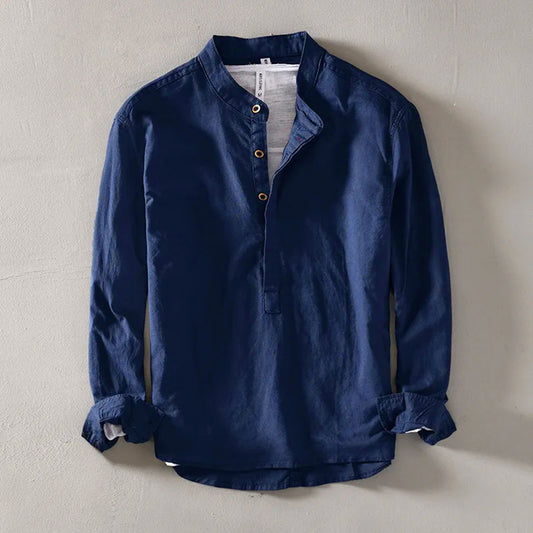 Mandarin Collar Soft Cotton Shirt