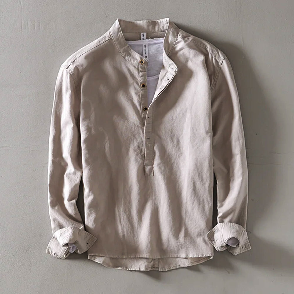 Mandarin Collar Soft Cotton Shirt