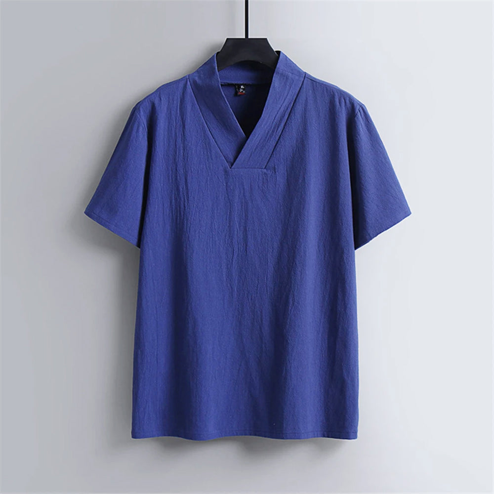 Men's Breathable Broadcloth Cotton V-Neck Shirts