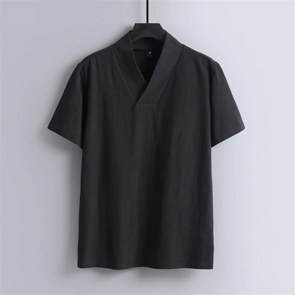 Men's Breathable Broadcloth Cotton V-Neck Shirts