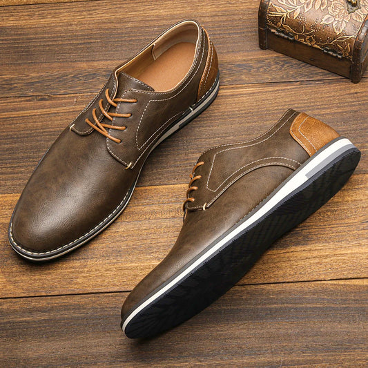 Walnut Men's Stitched Leather Dress Shoes