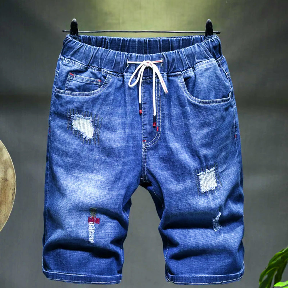 Casual Men's Elastic-Waist Denim Shorts