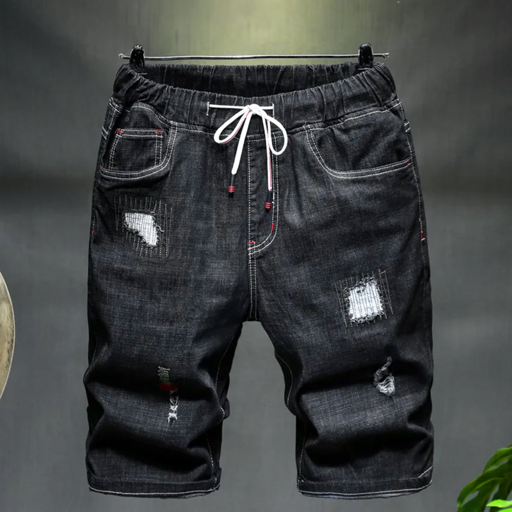 Casual Men's Elastic-Waist Denim Shorts